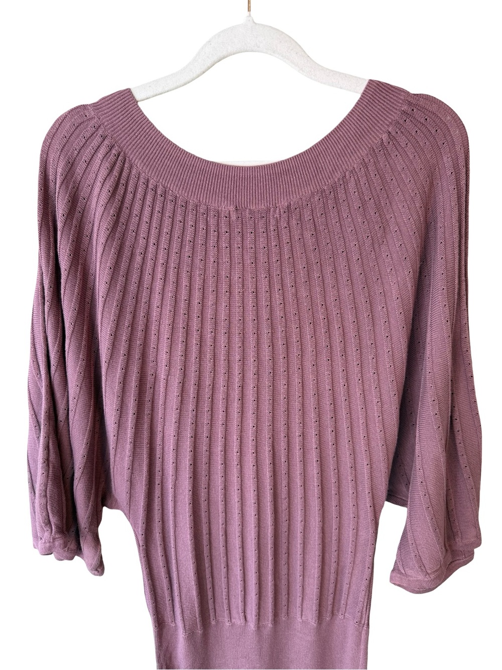H&M Dusty Mauve Ribbed Scoop-Neck Sweater Dress Tunic Size XS Y2K Cottagecore - Picture 10 of 11